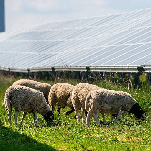 Grazing sheep at solar park in Åhus